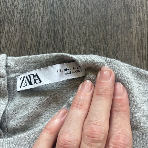 Zara Light Gray Short Sleeve Top - Picture 2 of 5